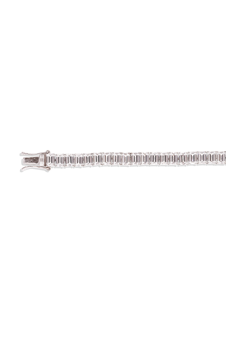 92.5 Sterling Silver Emerald-Cut Tennis Bracelet
