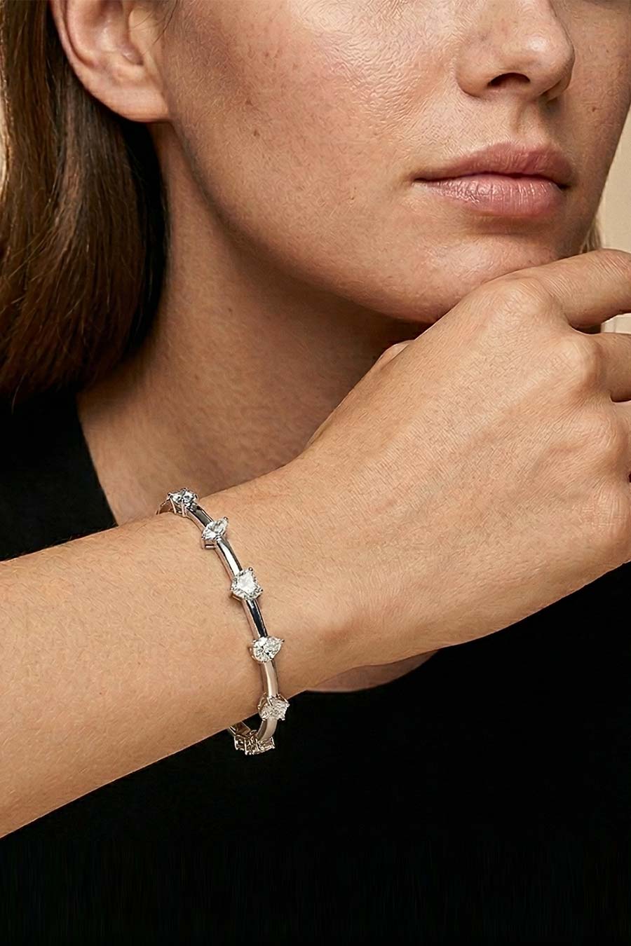 92.5 Sterling Silver Majestic Fancy Diamond Cuff Bracelet