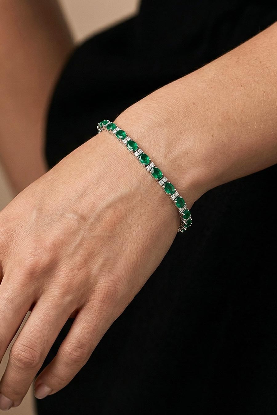 92.5 Sterling Silver Emerald Harmony Bracelet