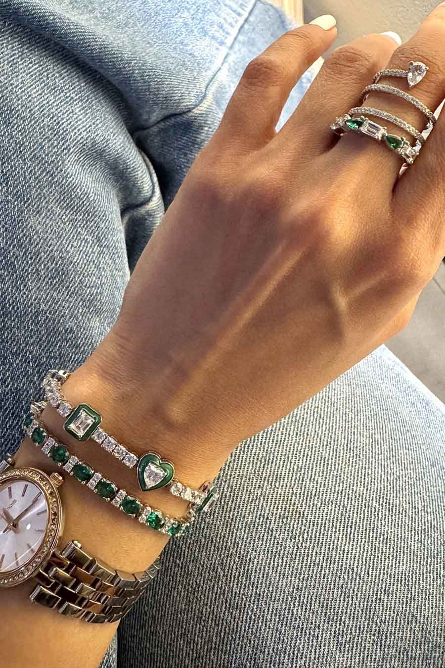 92.5 Sterling Silver Emerald Harmony Bracelet