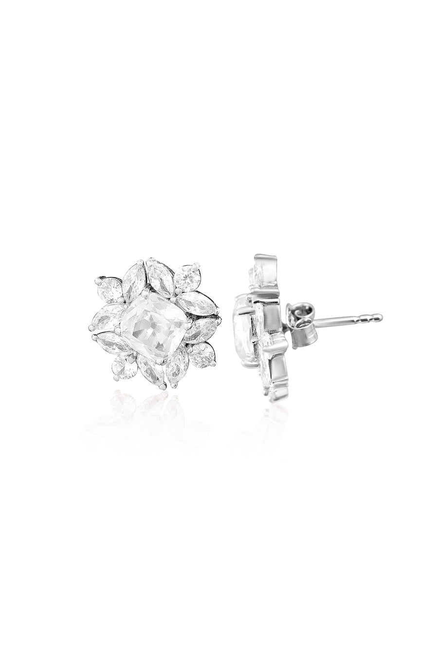 92.5 Sterling Silver Gardenia Studs Earrings