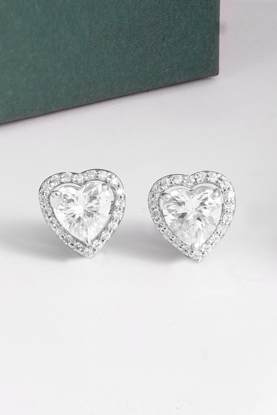92.5 Silver Detachable Heart Solitaire Stud Earrings