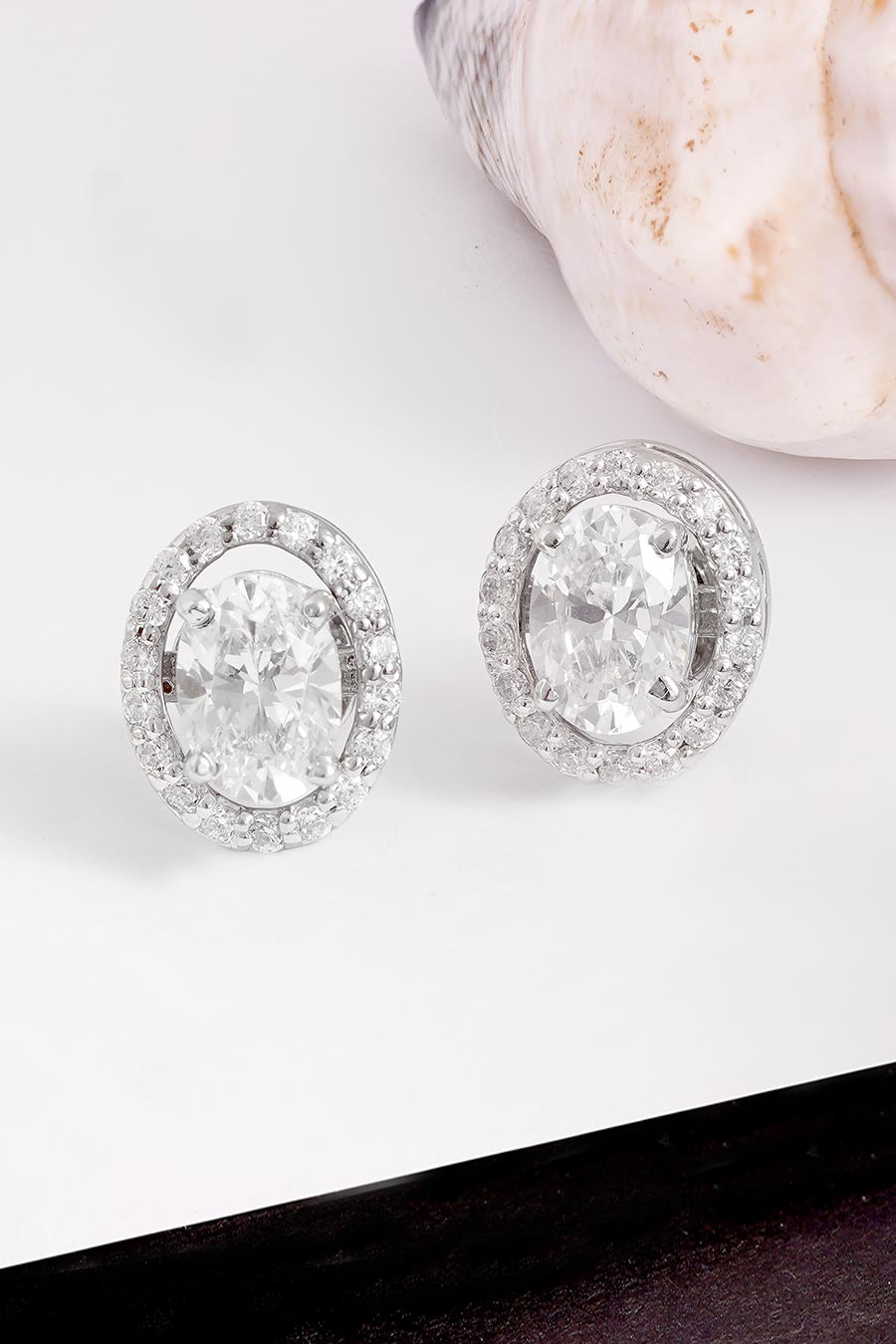 92.5 Silver Detachable Oval Solitaire Stud Earrings