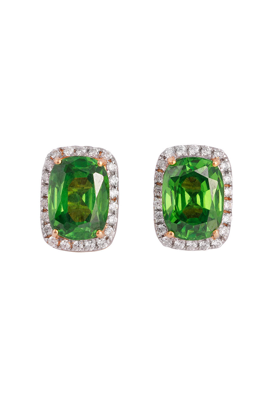 92.5 Sterling Silver Green Poppy Stud Earrings
