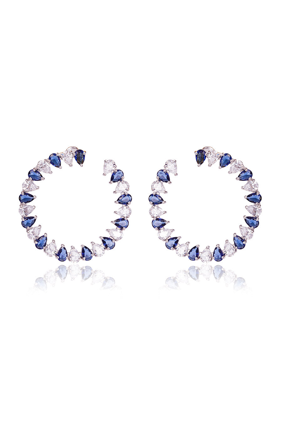 92.5 Sterling Silver Blue Doblar Eternity Earrings
