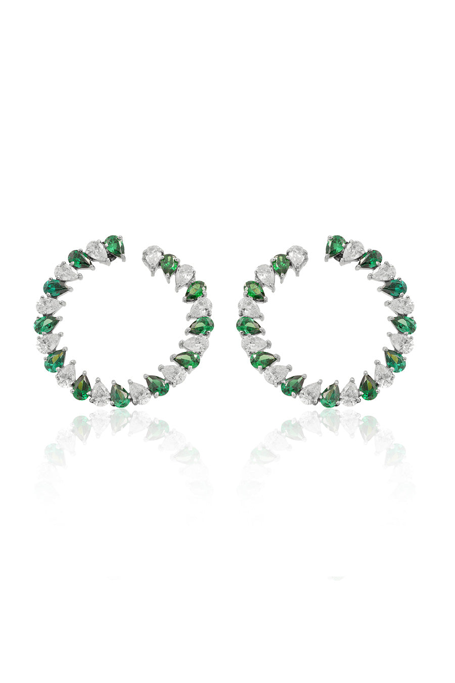 92.5 Sterling Silver Green Doblar Eternity Earrings