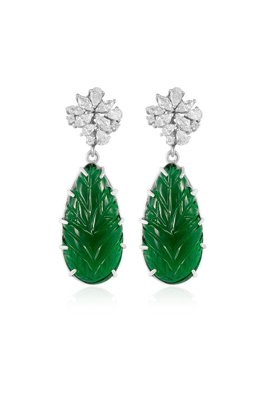 92.5 Sterling Silver Floret Carve Earrings