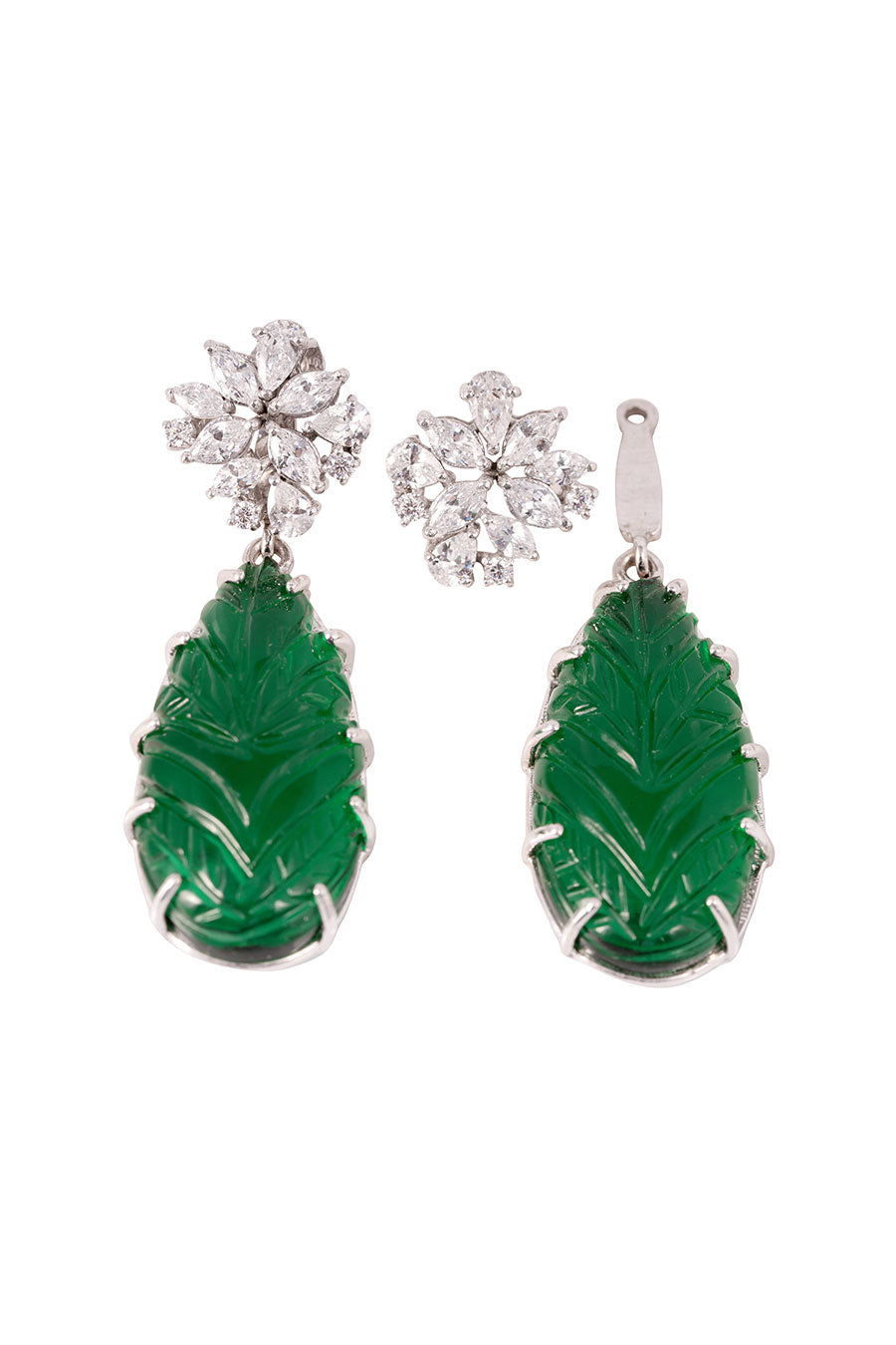 92.5 Sterling Silver Floret Carve Earrings