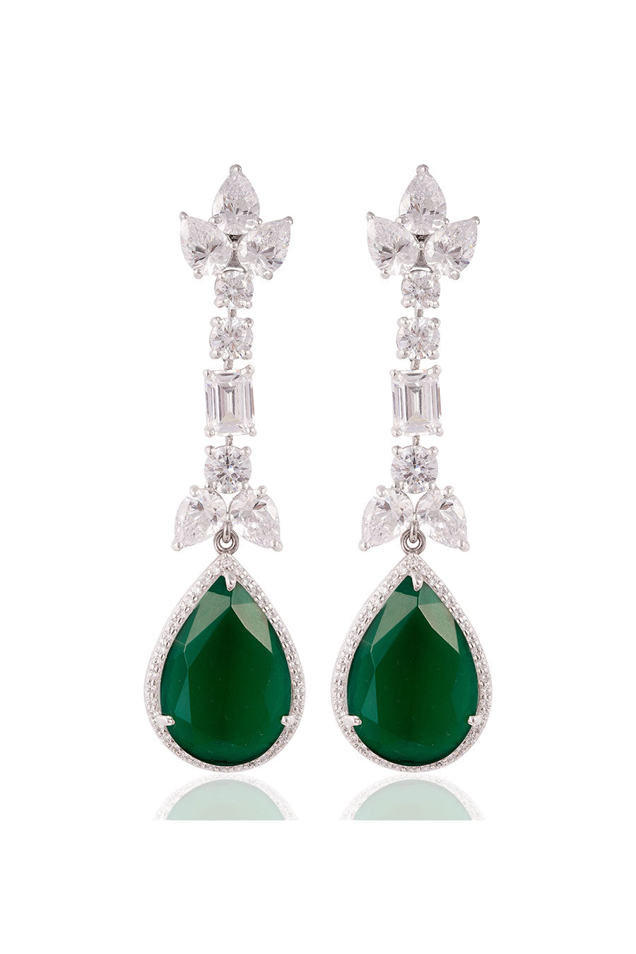92.5 Sterling Silver Green Fantasia Earrings