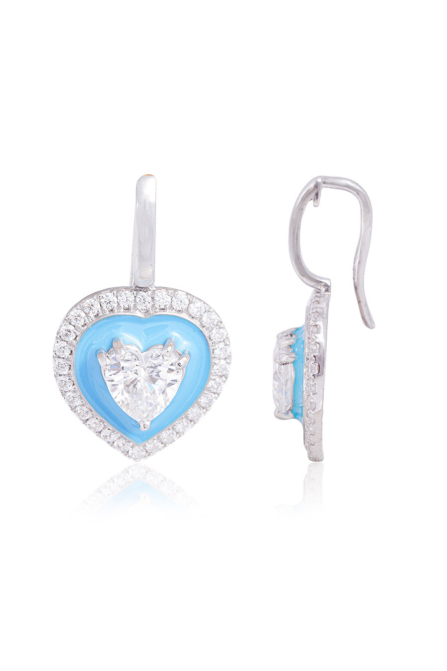 92.5 Sterling Silver Turquoise Heart Enamel Drops
