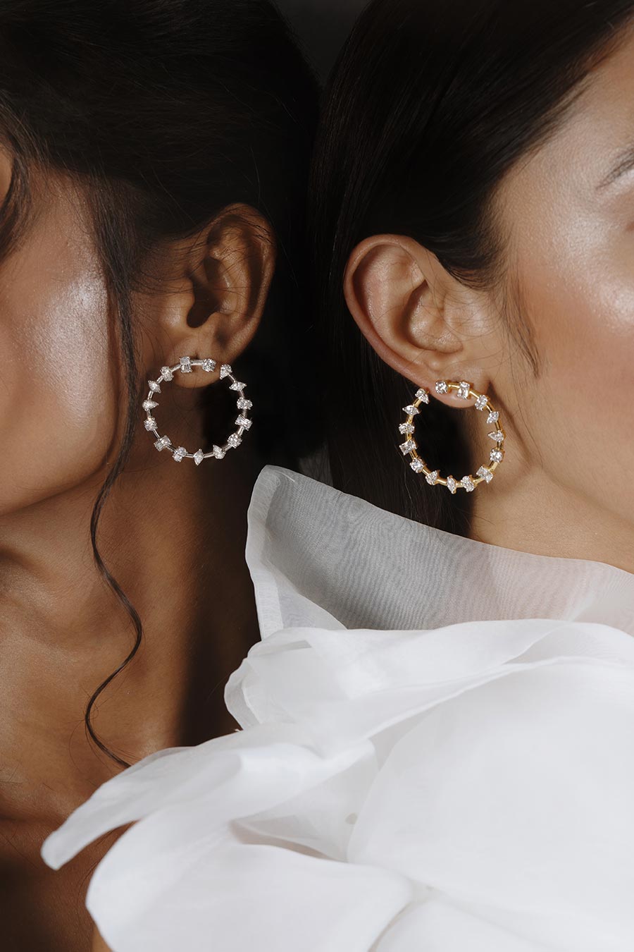 92.5 Sterling Silver Golden Estro Studs Earrings