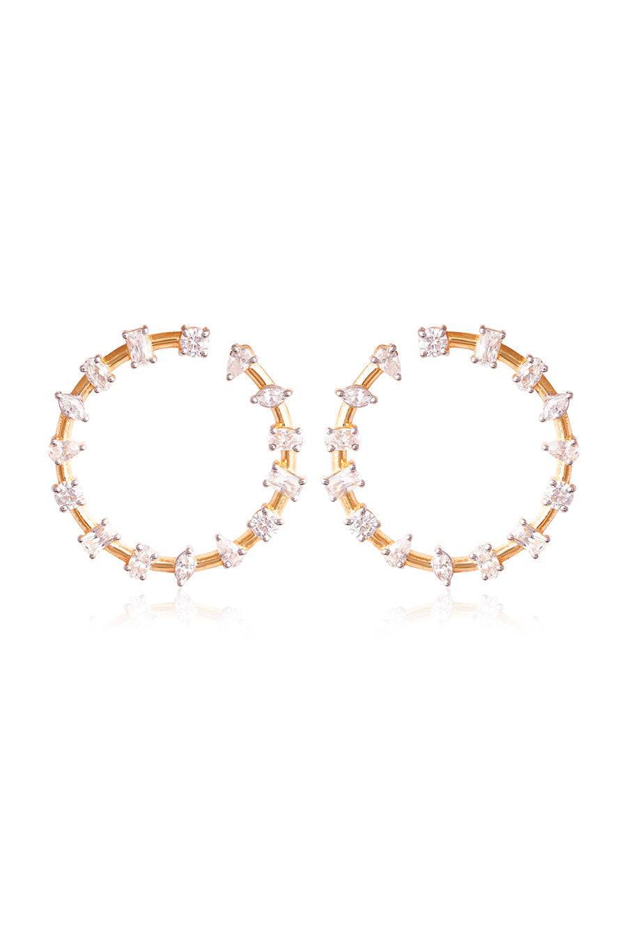92.5 Sterling Silver Golden Estro Studs Earrings
