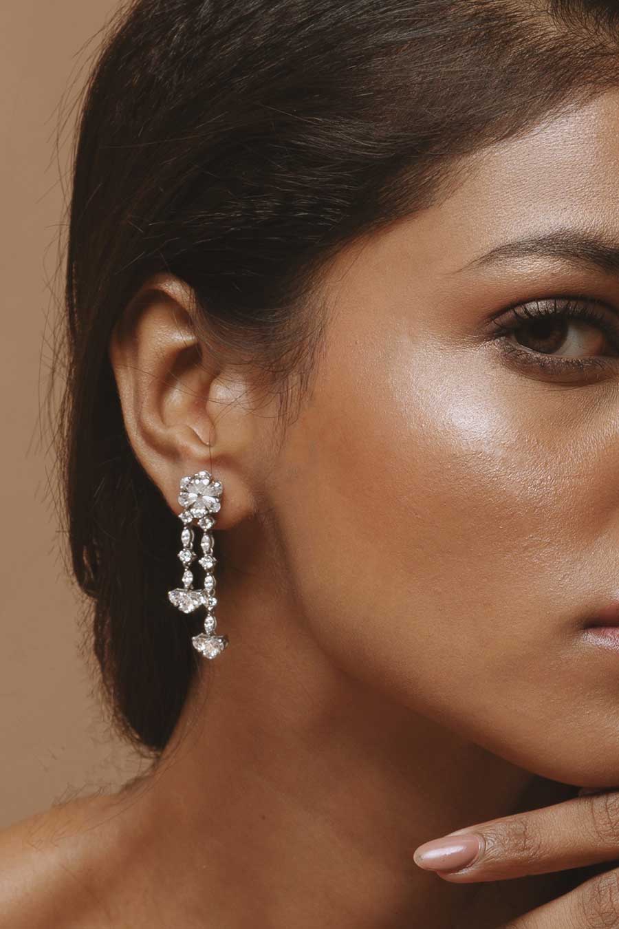 92.5 Sterling Silver Frosted Drop Earrings Earrings