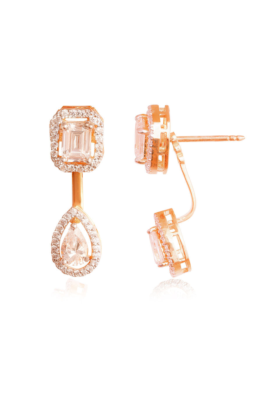 92.5 Silver Curve Back Detachable Studs Earrings