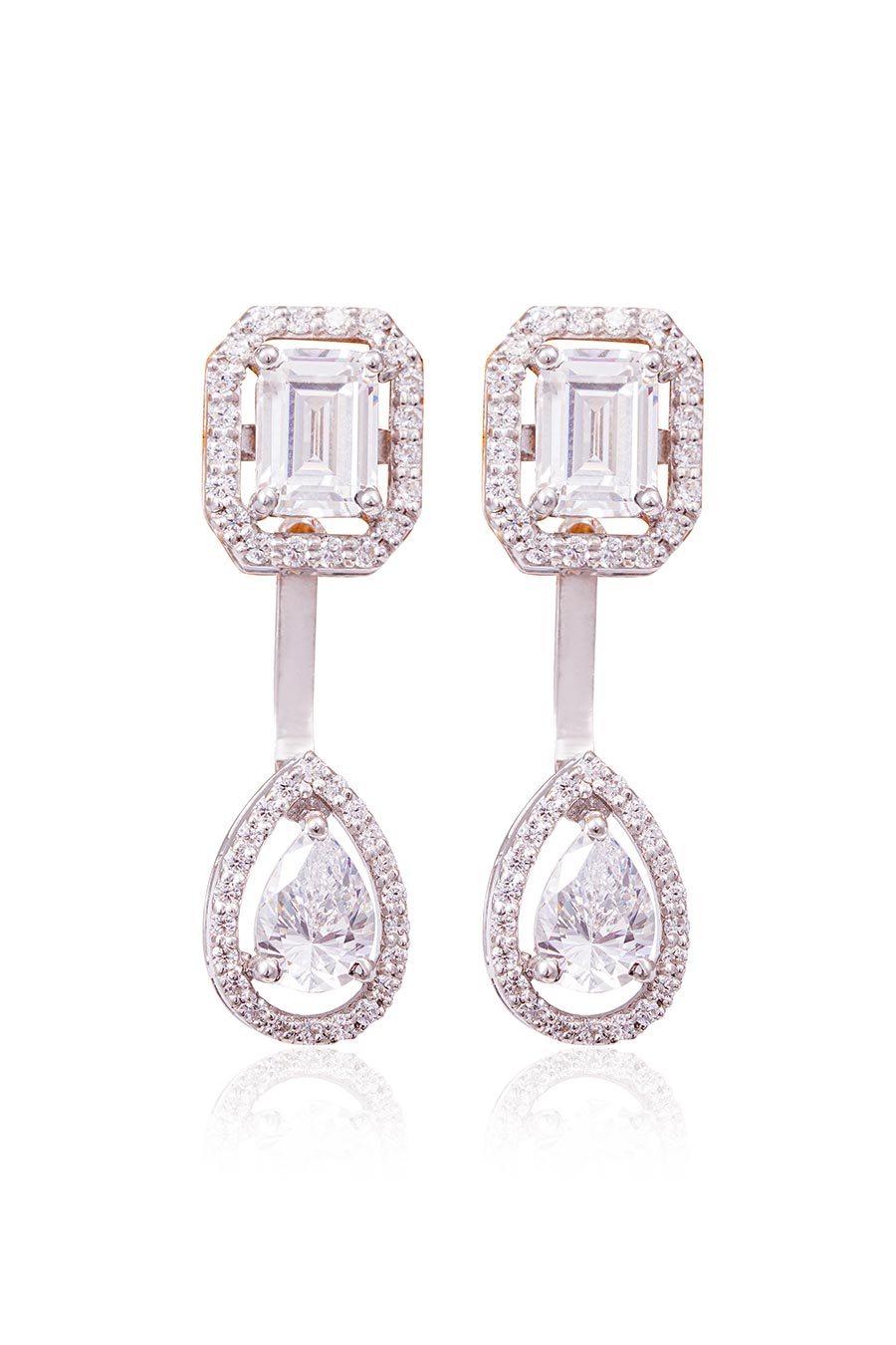 92.5 Silver Curve Back Detachable Studs Earrings
