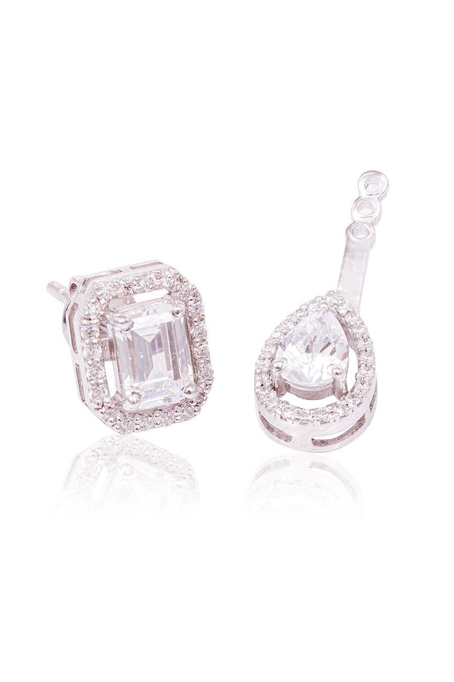 92.5 Silver Curve Back Detachable Studs Earrings