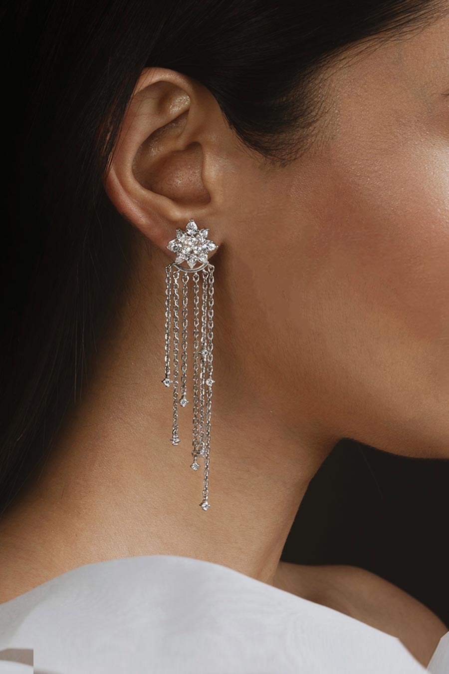 92.5 Sterling Silver Golden Cascade Fall Earrings