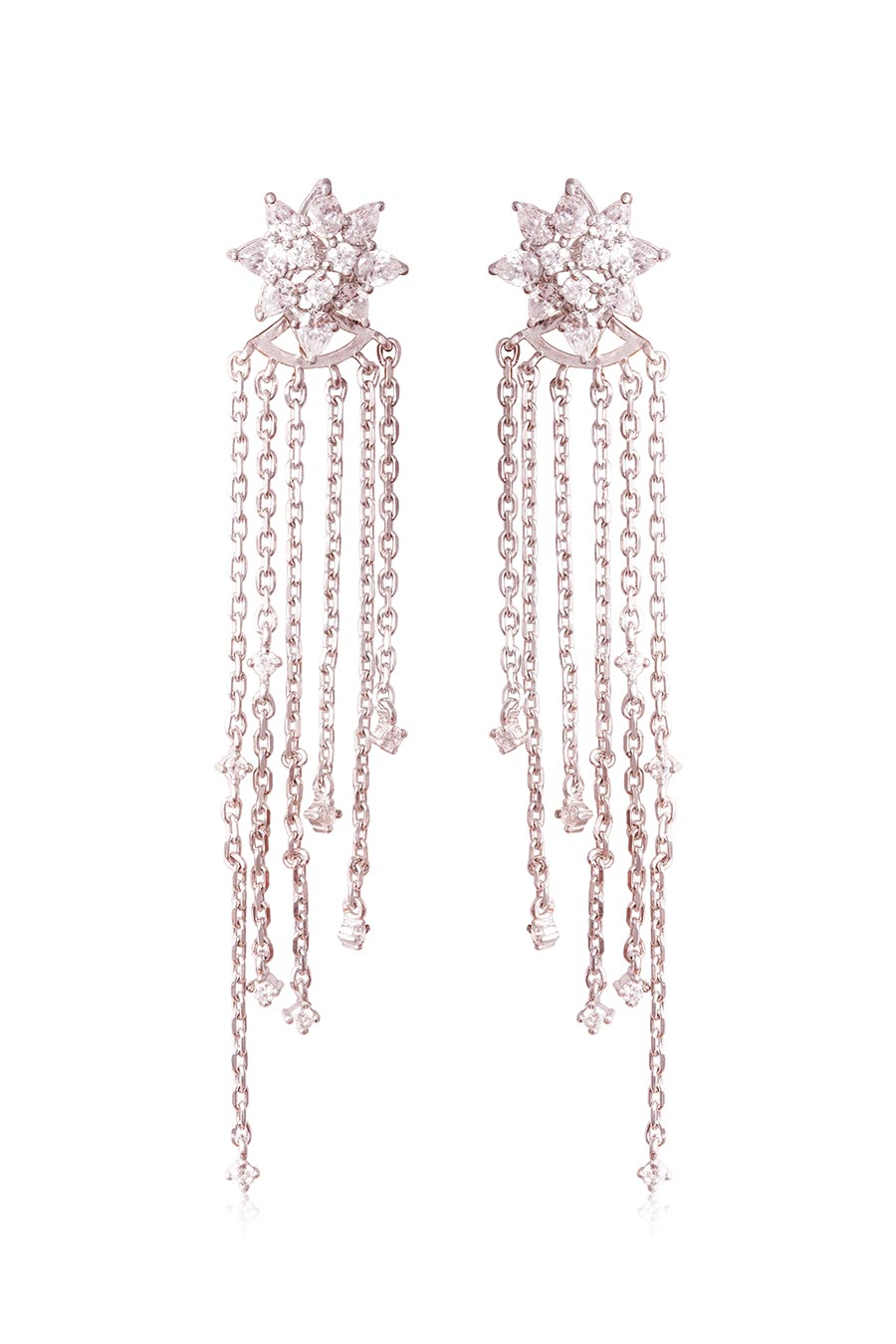 92.5 Sterling Silver Golden Cascade Fall Earrings