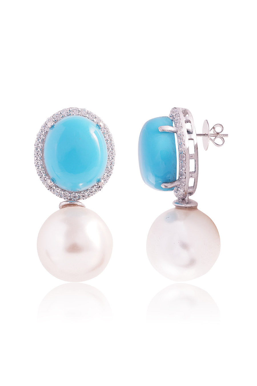 92.5 Sterling Silver Nitara Pearl Stud Earrings