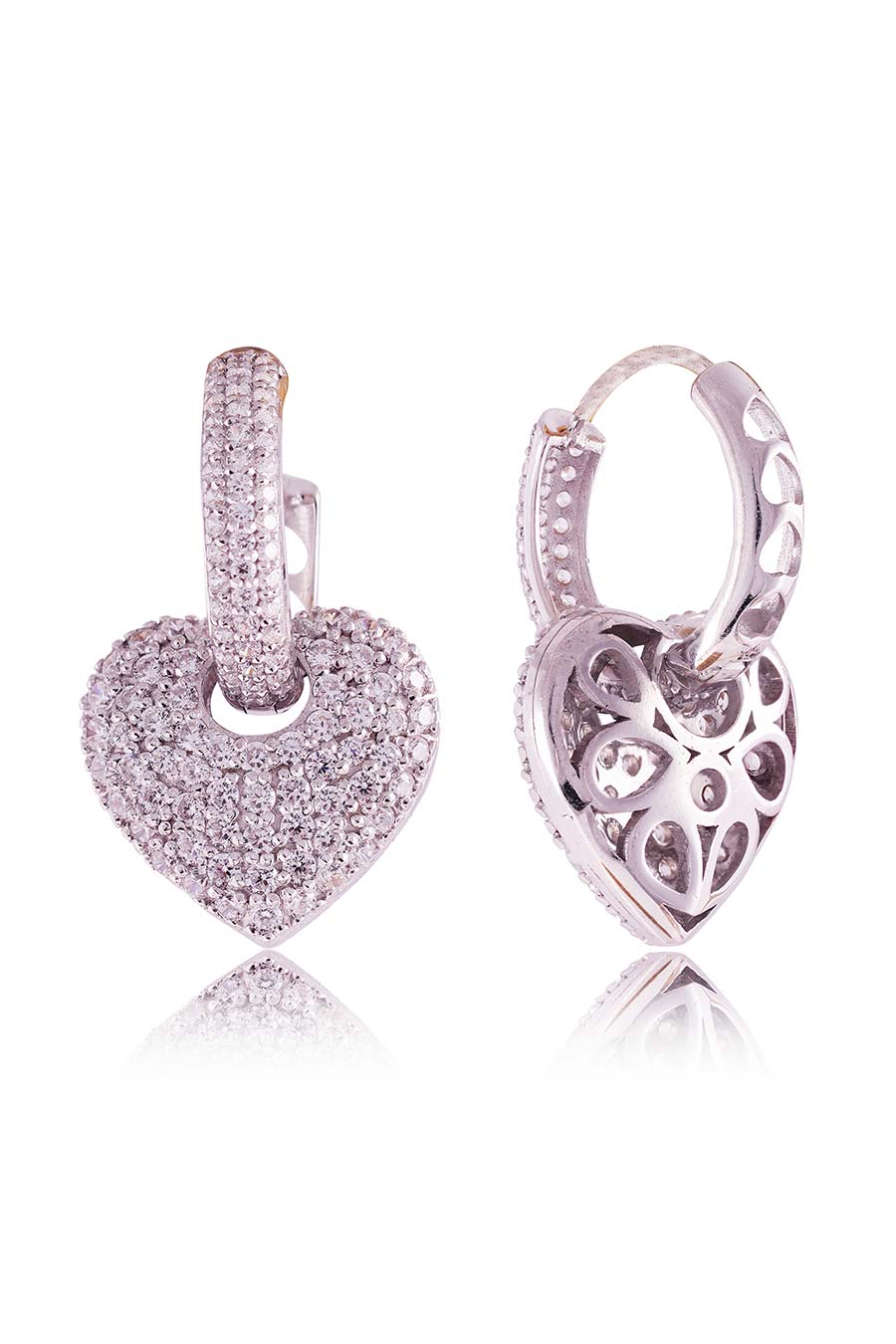 92.5 Sterling Silver Heart Drop Earrings