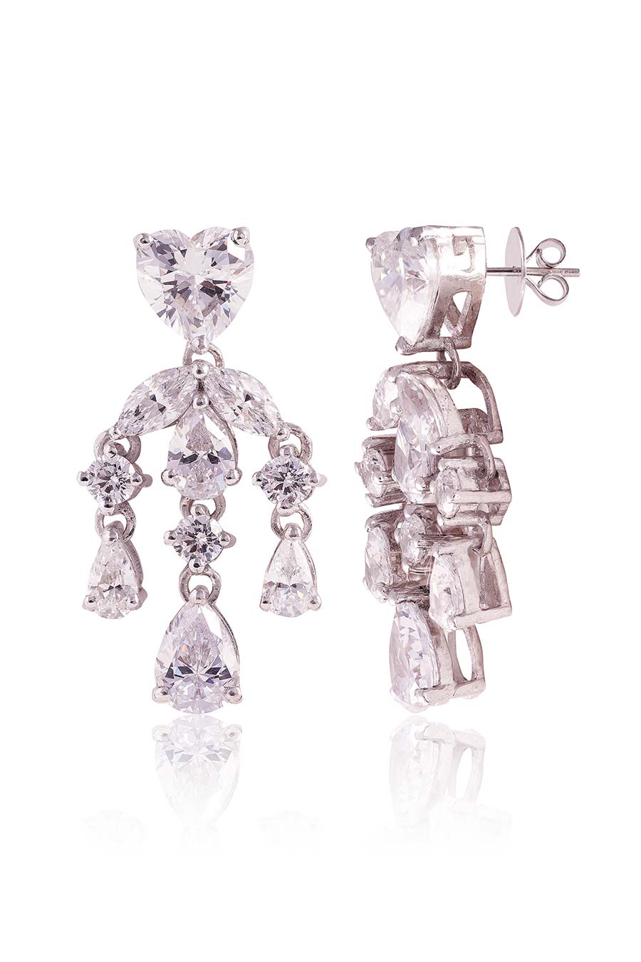 92.5 Sterling Silver Heart Dangle Earrings