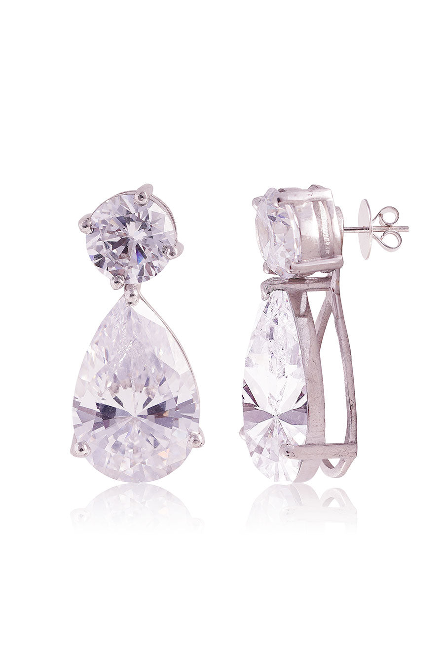 92.5 Sterling Silver Solitaire Teardrop Earrings