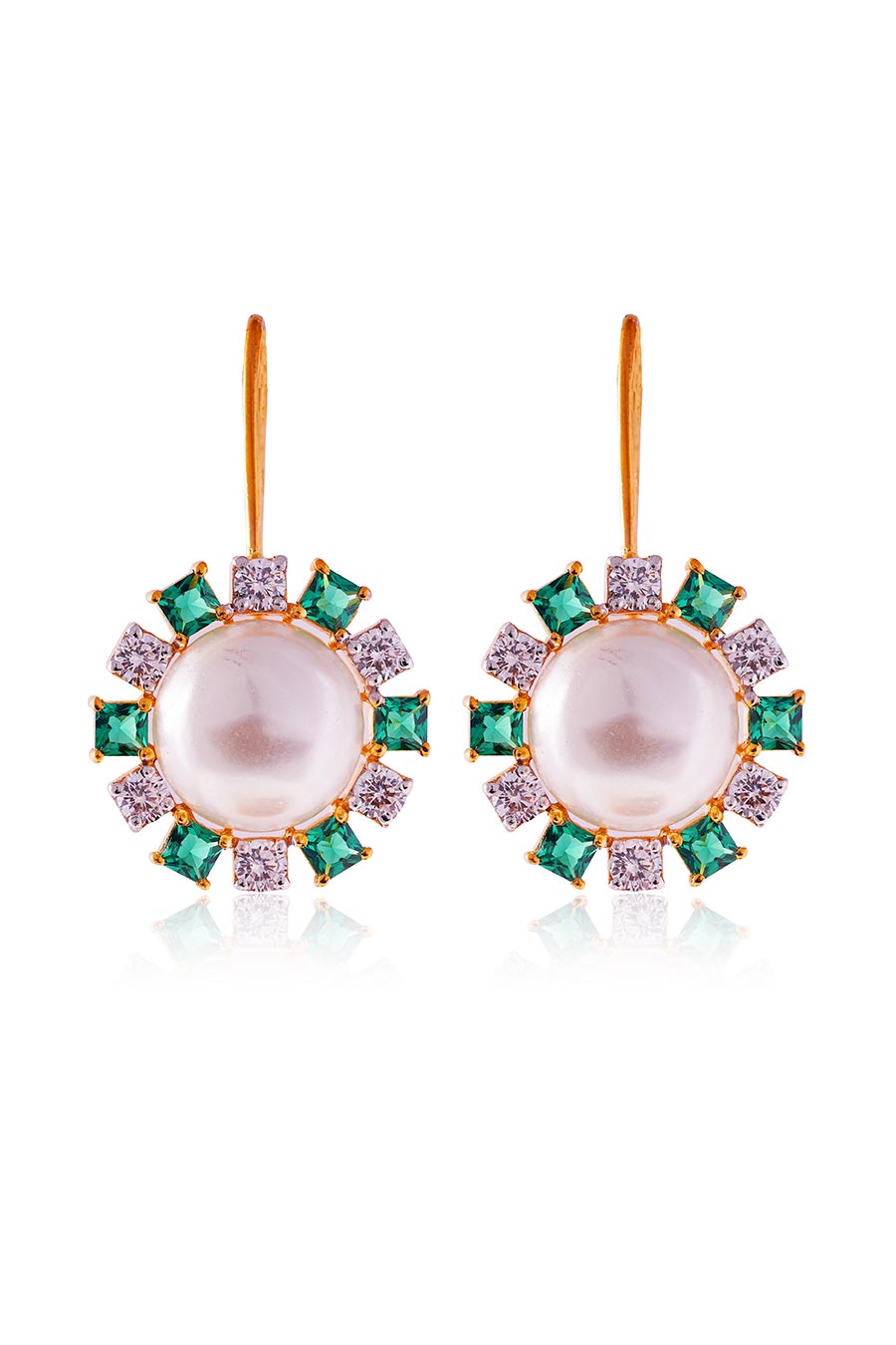 92.5 Sterling Silver Noor Green Pearl Drop Earrings