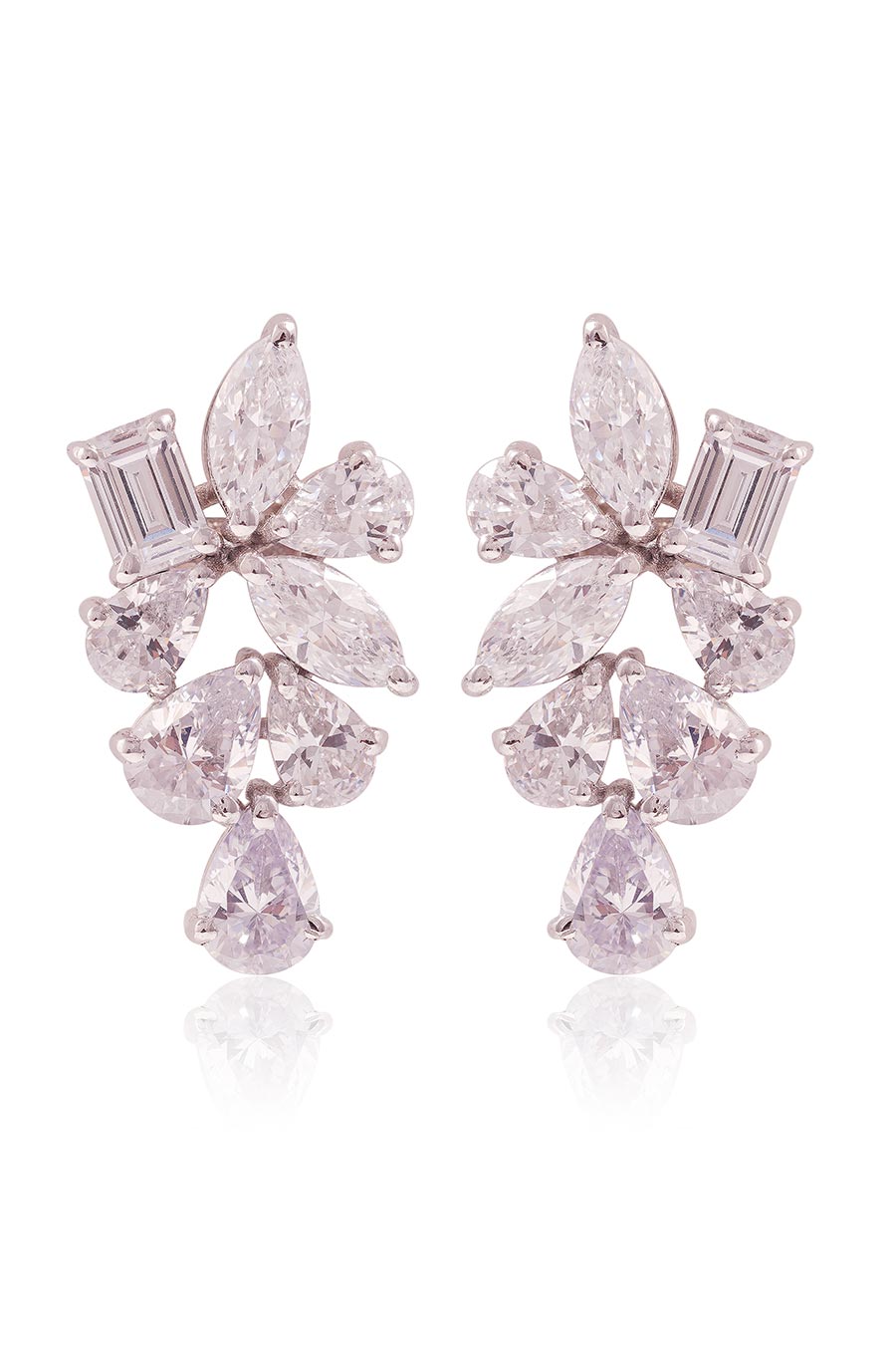 92.5 Sterling Silver Gleaming Cluster Stud Earrings