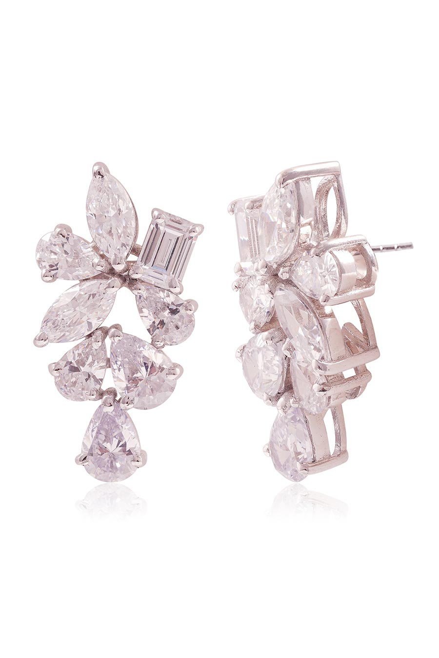92.5 Sterling Silver Gleaming Cluster Stud Earrings