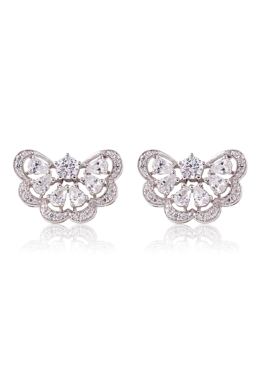 92.5 Sterling Silver Fleuris Half Stud Earrings