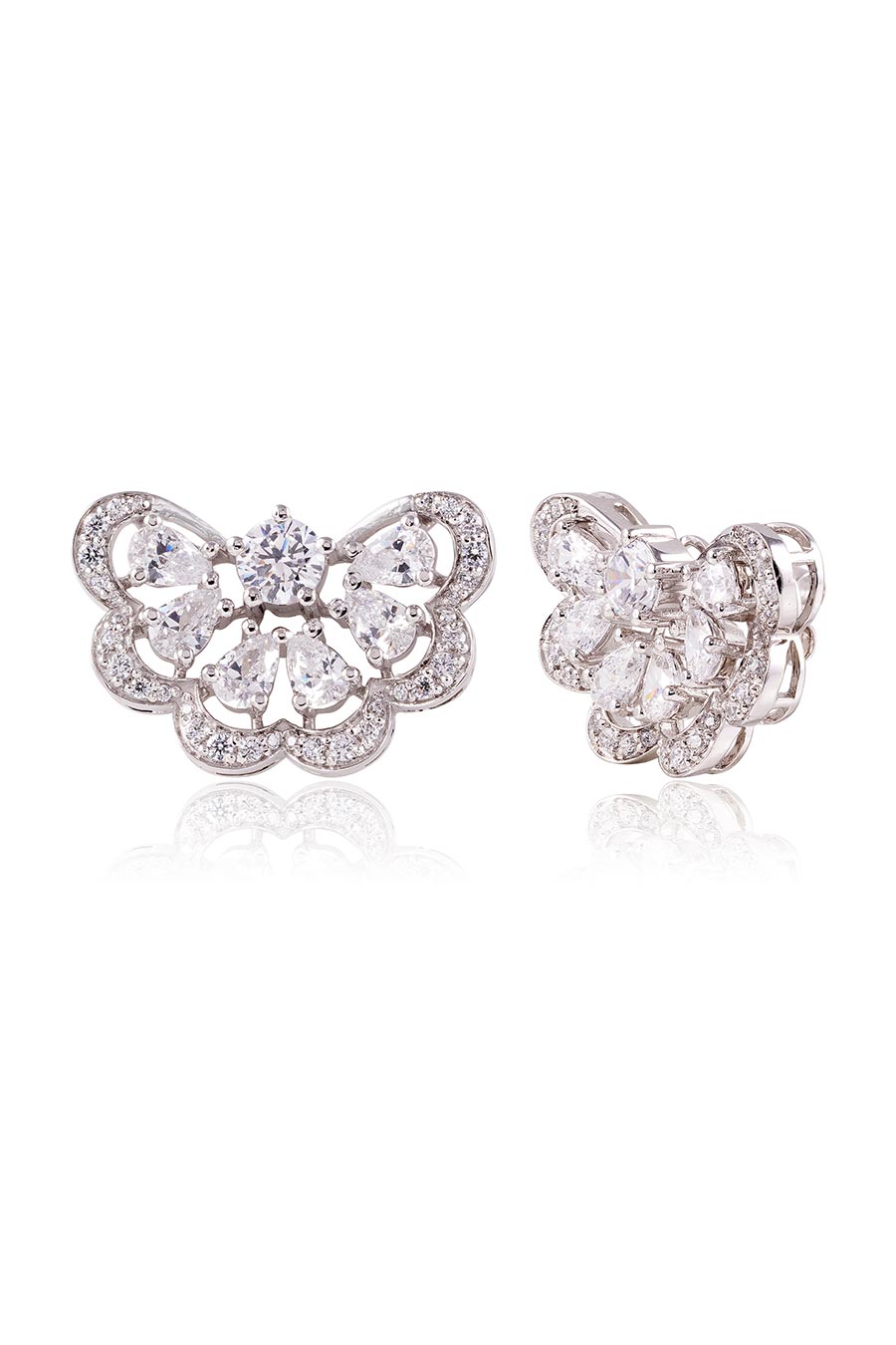 92.5 Sterling Silver Fleuris Half Stud Earrings