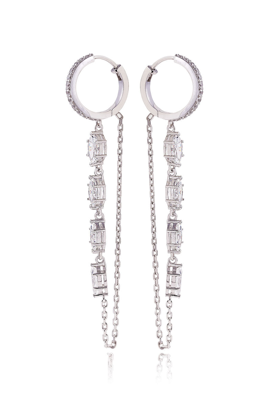 92.5 Sterling Silver Loop Chain Hoop Earrings