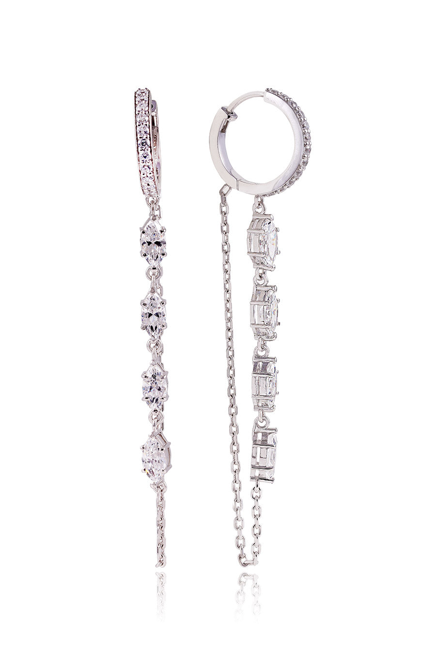 92.5 Sterling Silver Loop Chain Hoop Earrings
