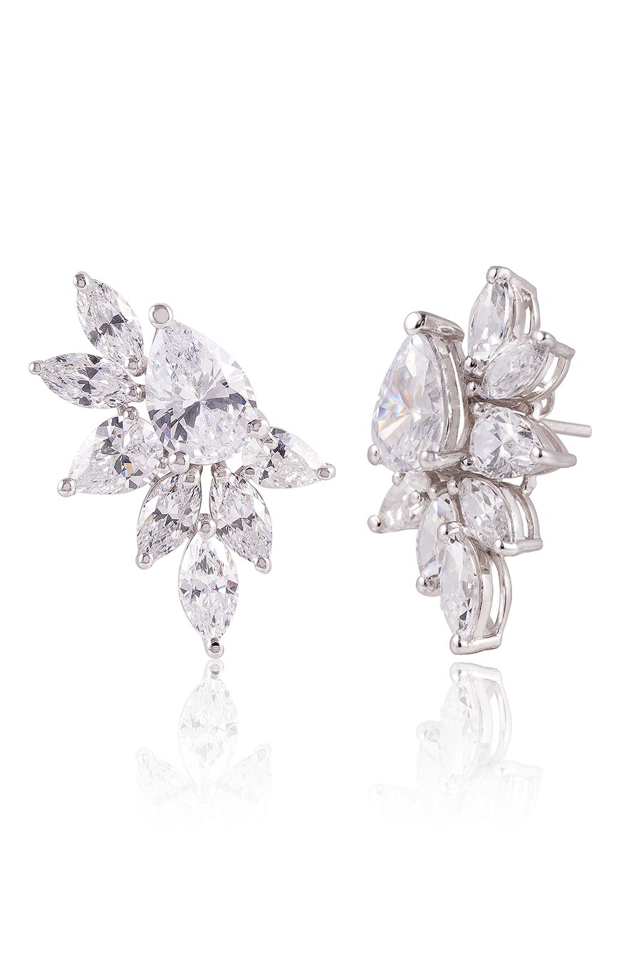 92.5 Sterling Silver Camellia Mixed Stud Earrings