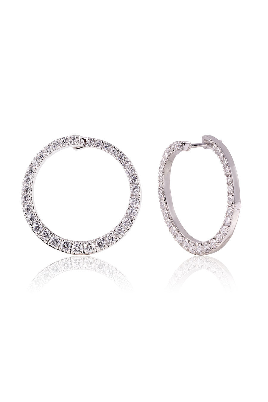 92.5 Sterling Silver Diamond Wrap Hoop Earrings