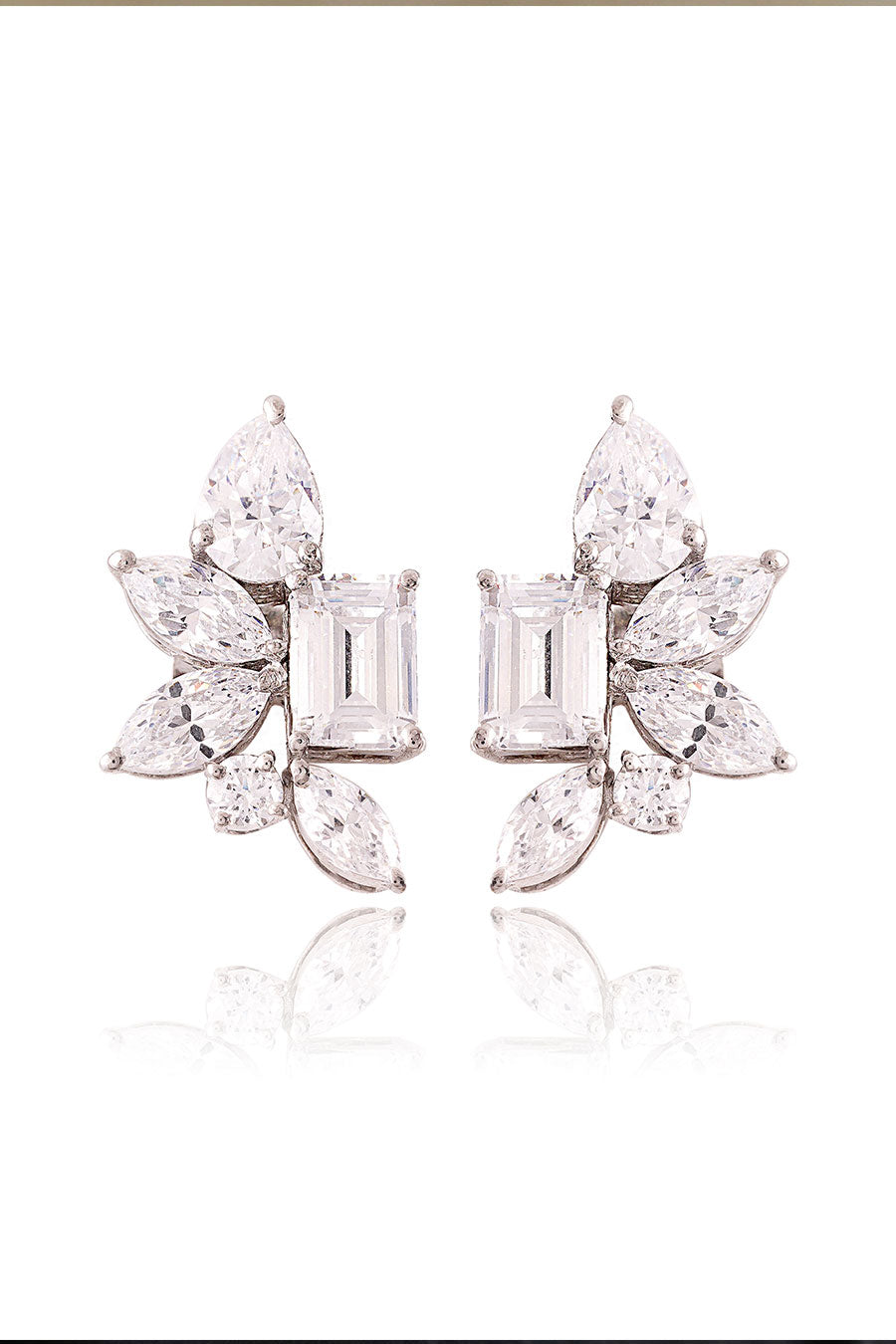 92.5 Sterling Silver Grace Cluster Stud Earrings