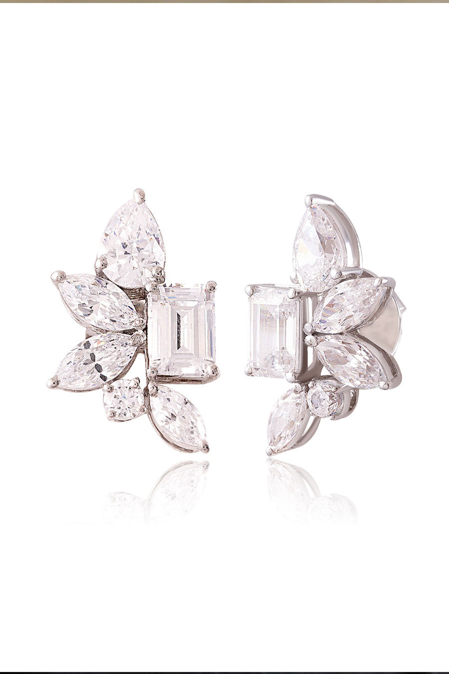 92.5 Sterling Silver Grace Cluster Stud Earrings
