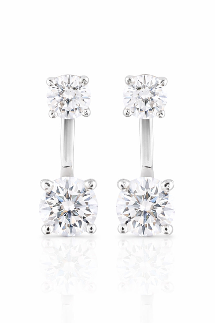 92.5 Sterling Silver Round Detachable Solitaire Stud Earrings