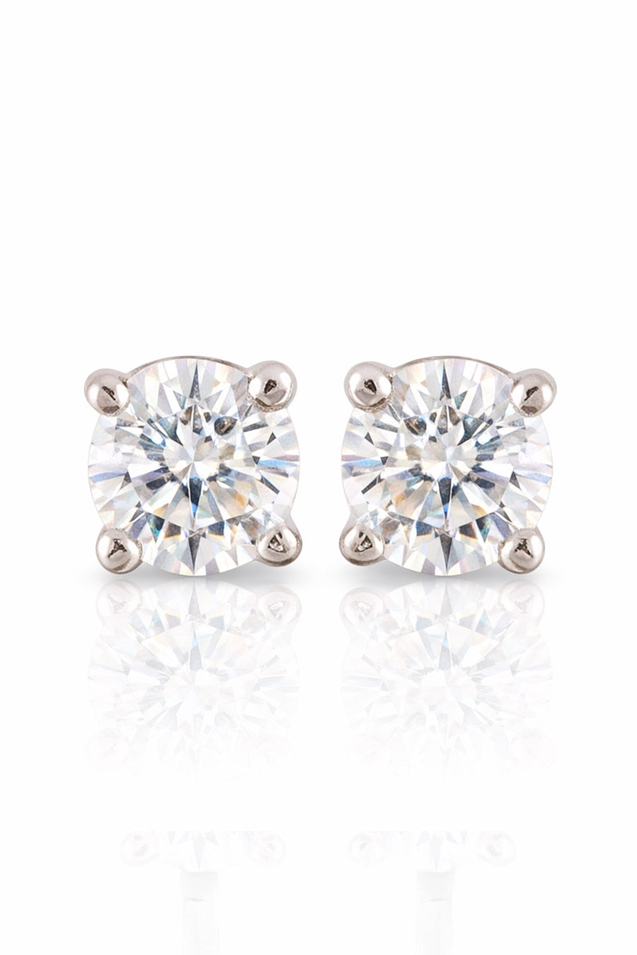 92.5 Sterling Silver Round Detachable Solitaire Stud Earrings