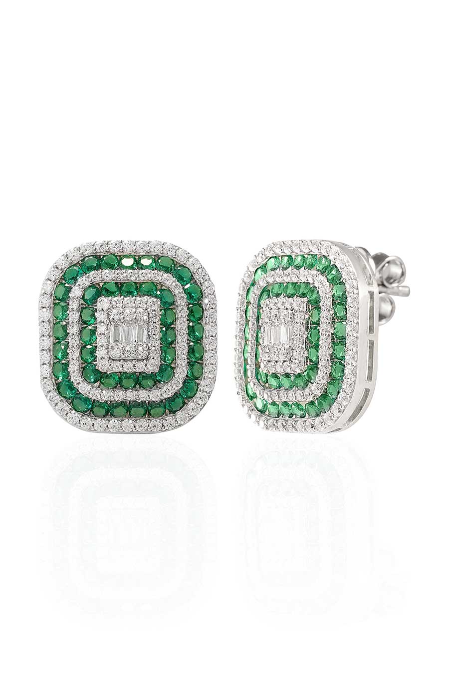 92.5 Sterling Silver Contour Halo Stud Earrings