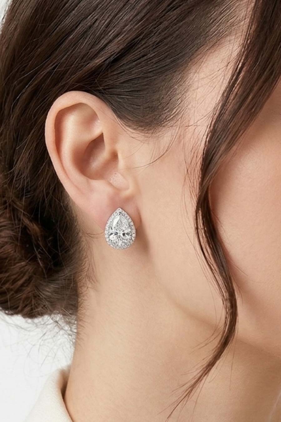 92.5 Sterling Silver Pear Solitaire Stud Earrings