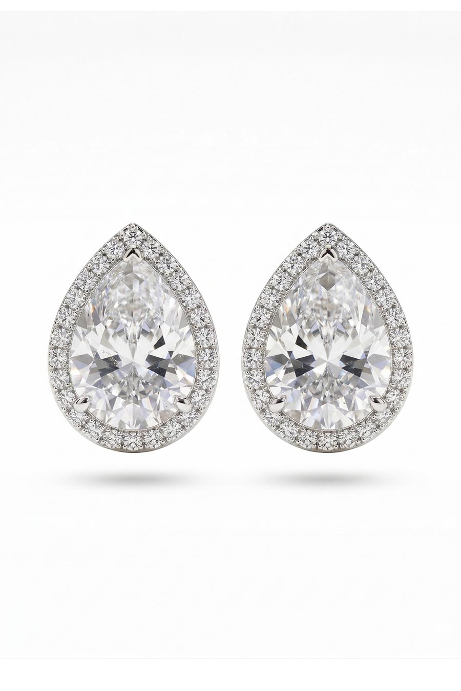 92.5 Sterling Silver Pear Solitaire Stud Earrings