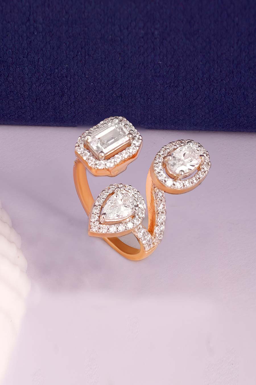 92.5 Sterling Silver Tres Diamante Ring