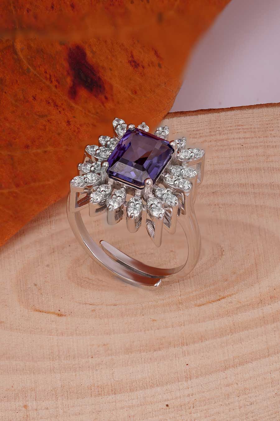 92.5 Sterling Silver Blue Gladiolus Ring