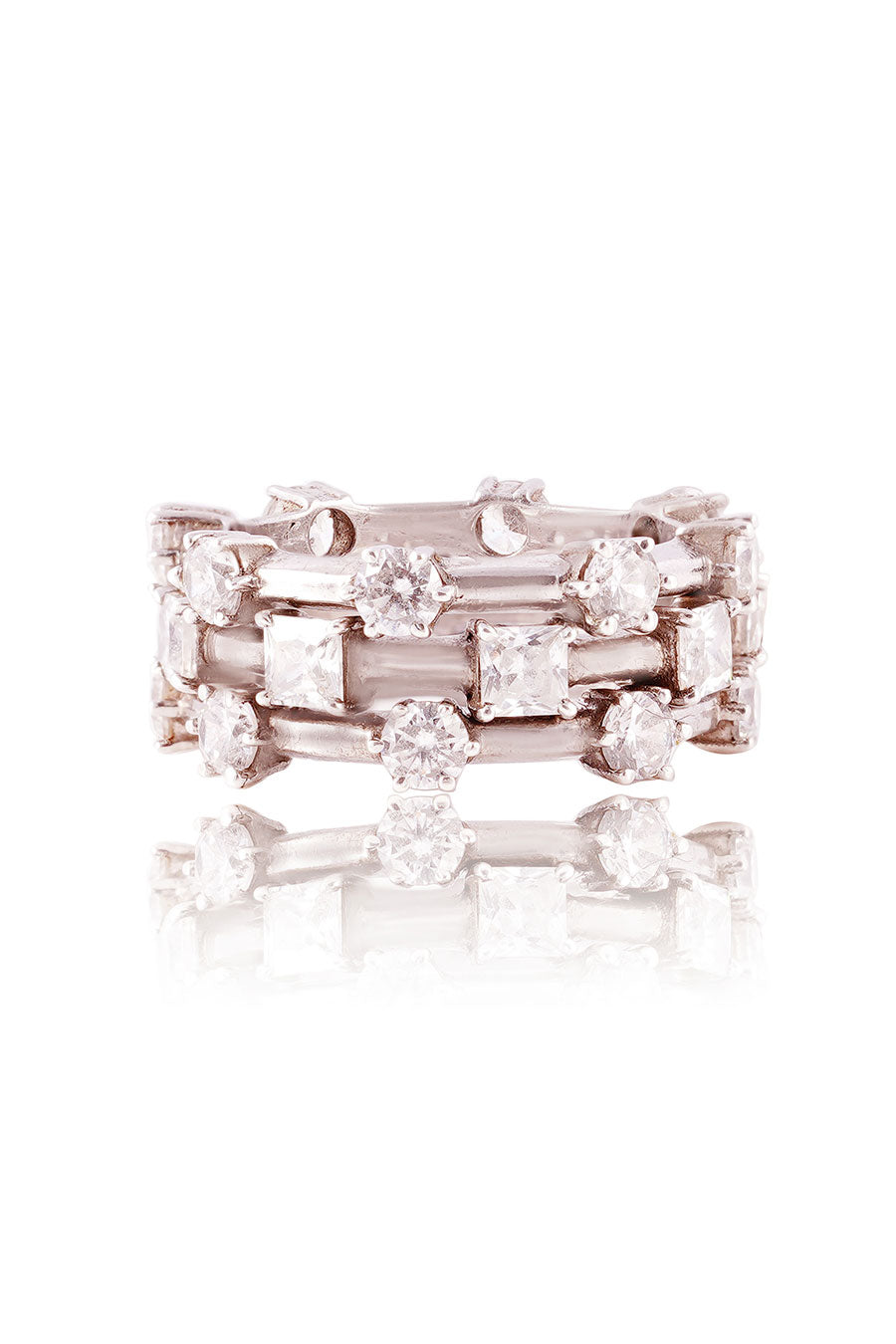 92.5 Sterling Silver Trifecta Spaced Ring Set
