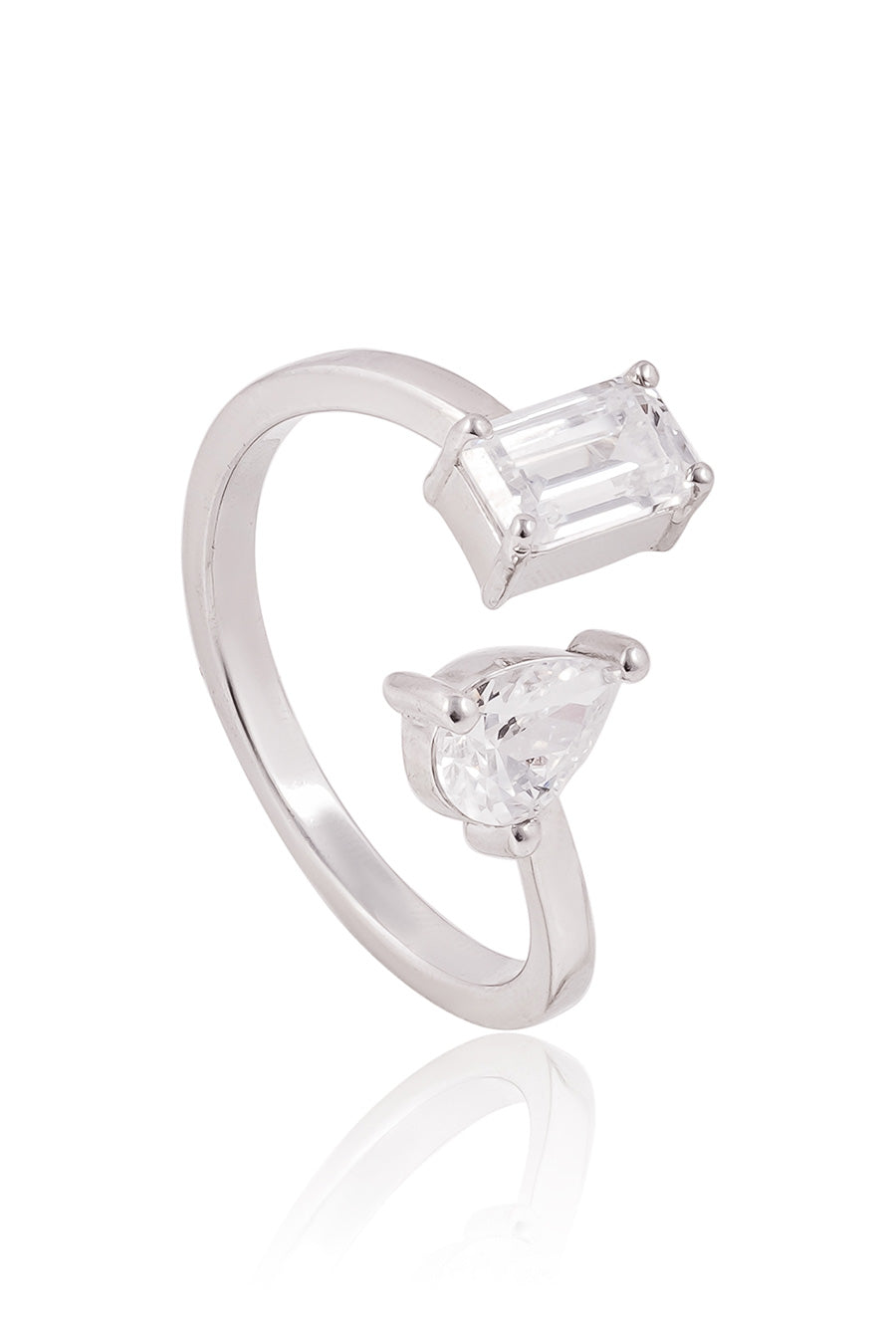 92.5 Sterling Silver Toi Et Moi Ring