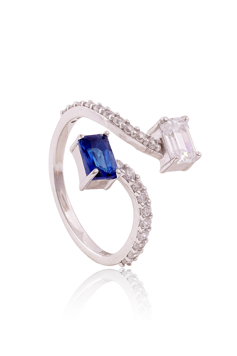 92.5 Sterling Silver Avec Deux Emerald Ring
