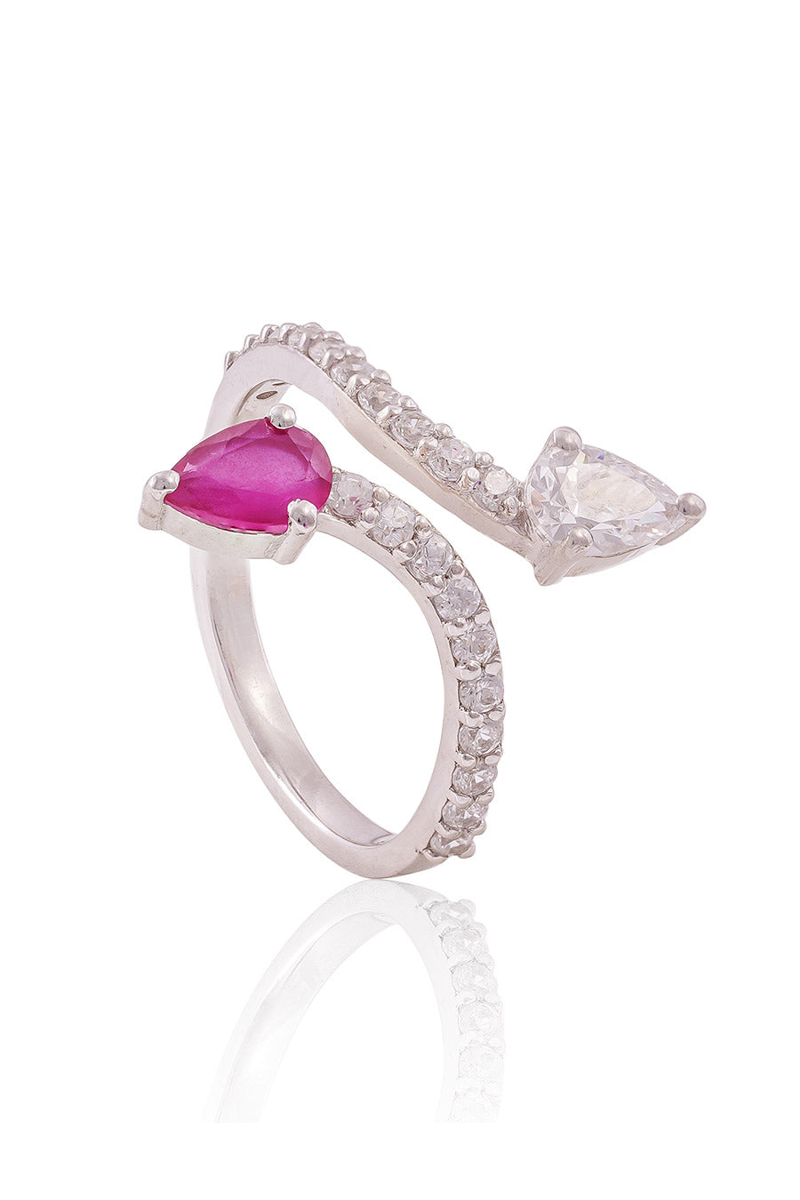 92.5 Sterling Silver Avec Deux Pear Ring