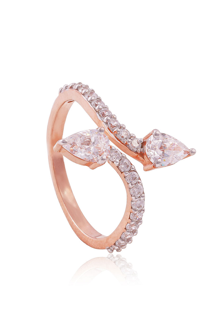 92.5 Sterling Silver Avec Deux Pear Ring