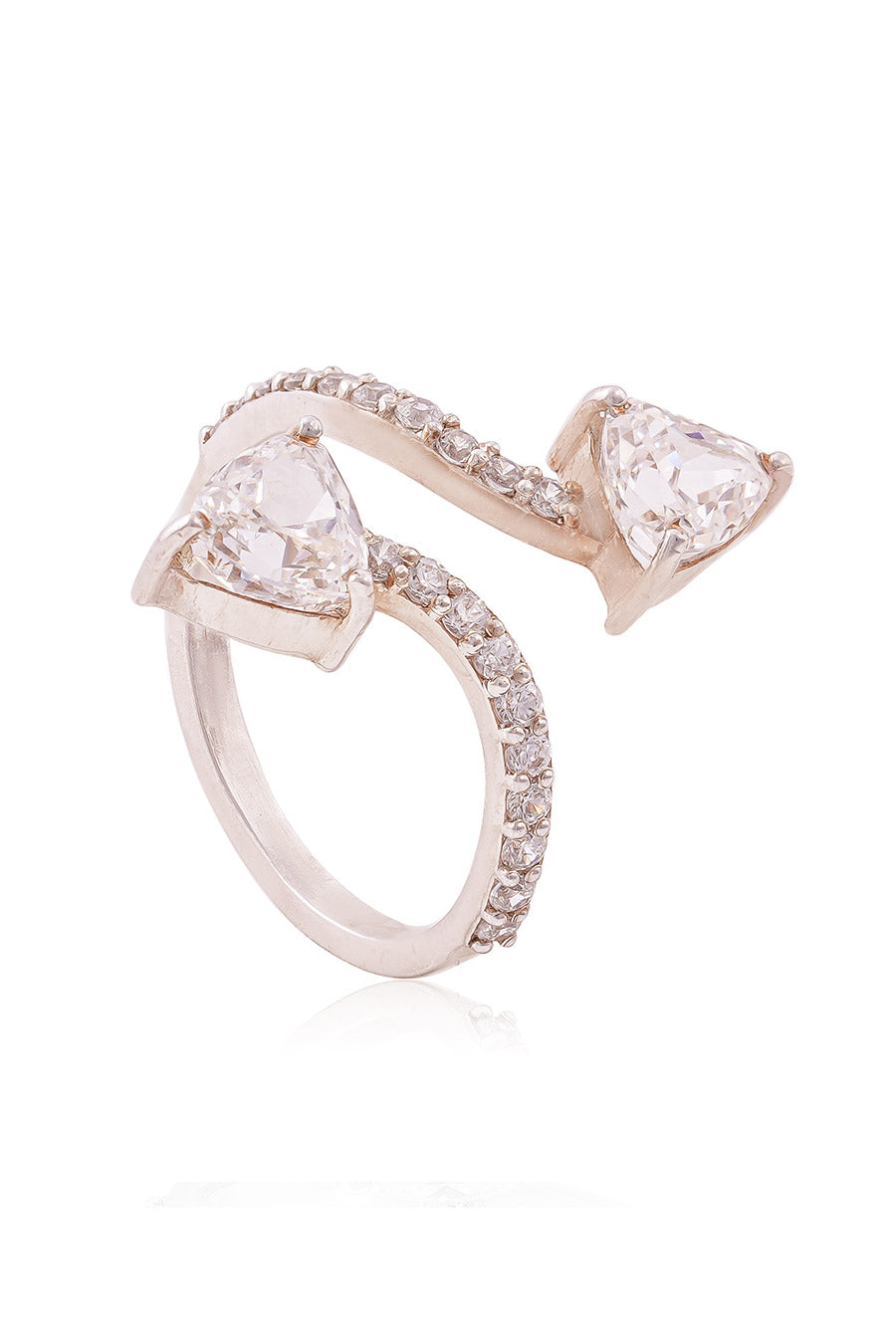 92.5 Sterling Silver Avec Deux Trillion Ring